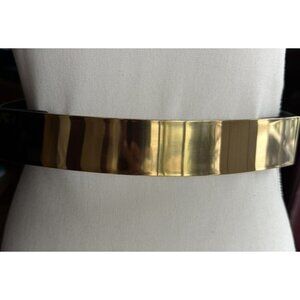 Marciano Gold Metal Bar Genuine Leather Belt Black Snap Closure Stretchable